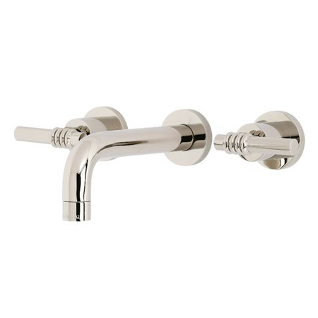 KINGSTON BRASS KS8126ML Milano 2-Handle 8" Wall Mount Bathroom Faucet, Polished Nickel KS8126ML